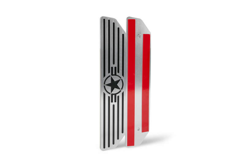 Jeep Wrangler Sill Plates - Rear - DV8 Offroad - Extruded Aluminum, Anodized Finish, Raised Brushed Accent Bars - Black - `18-`20